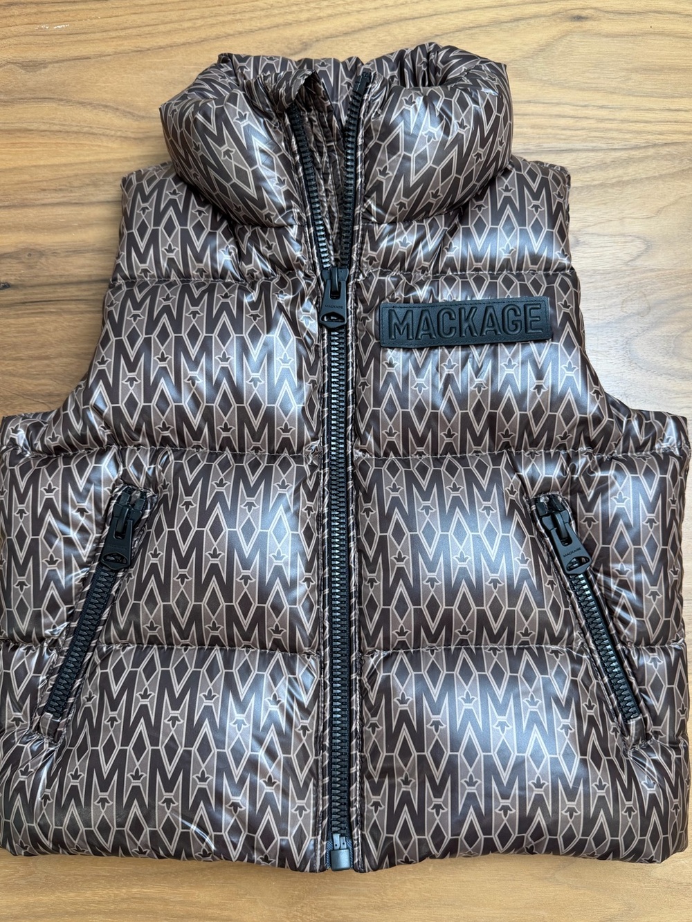 Mackage Kids Brown Monogram Puffer Vest